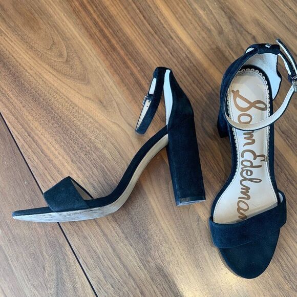Sam Edelman suede dress sandal, chunky heel, EUC, sz 9, ankle strap, - Picture 9 of 16